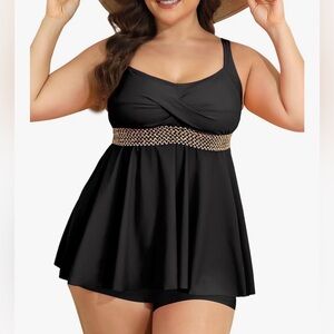 Plus Size Tankini Swimsuits 2 Piece Tummy Control Bathing Suit Flowy